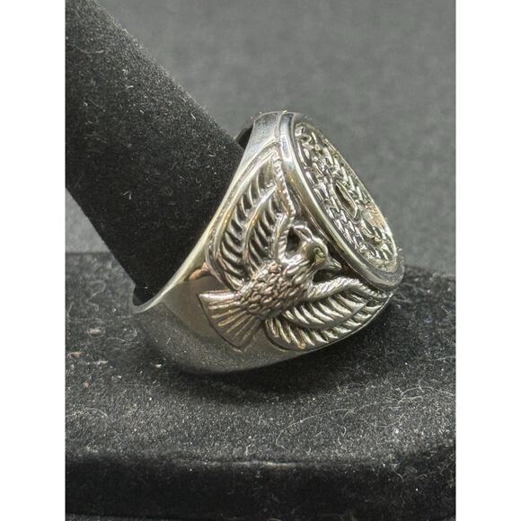 New Condition Sterling Silver Heavy Scorpion Eagle Gents Ring Size 10.00 - Picture 3 of 9